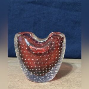 Vintage Murano Red Glass Bubble extra small Vase/paperweight